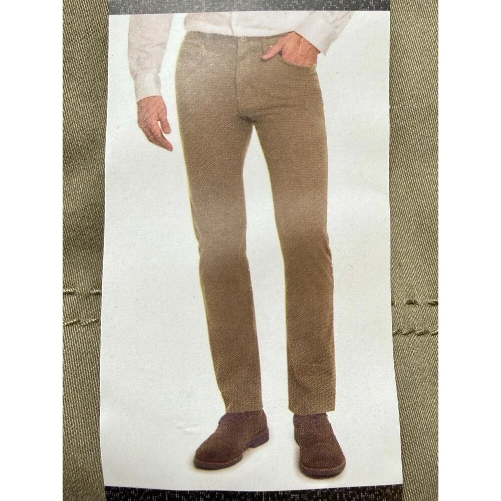 Kirkland Signature Men 5 Pocket Brushed Cotton Pants Desert Sand Khaki 40x32 NWT